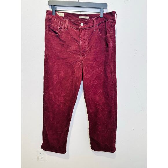 Levi's Red Maroon Denim Style High-Waisted Ribcage Ankle Jeans Size W32 L27 - Picture 5 of 16